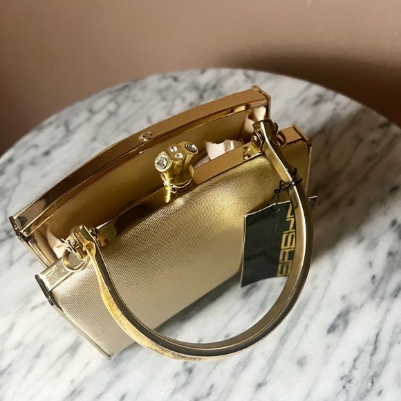 New Gold Sasha Fabiani mini handheld/ crossbody bag - Picture 4 of 13